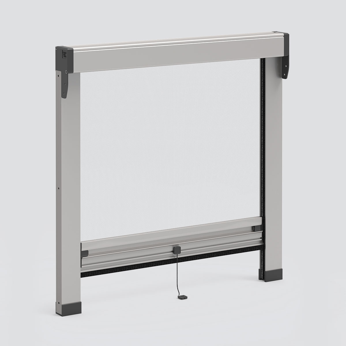 Spring-operated vertical Plus insect screen, Quadro 46 Plus, Reveal-fit guides. Pronema