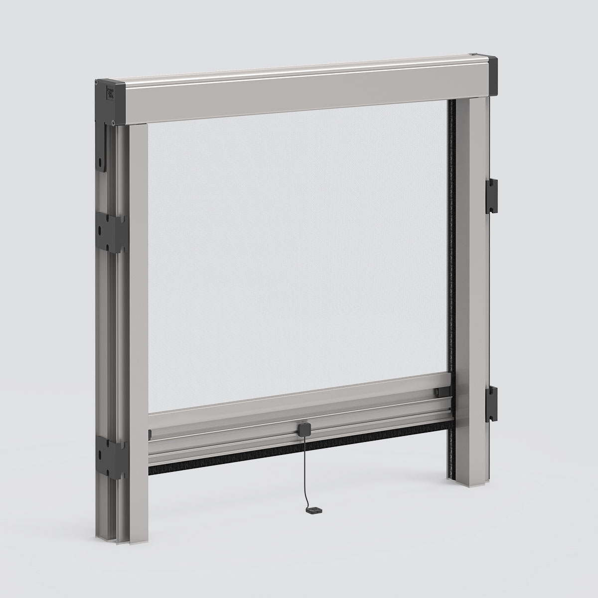 Spring-operated vertical 46i Plus insect screen, Incasso 46i Plus, Brackets. Pronema