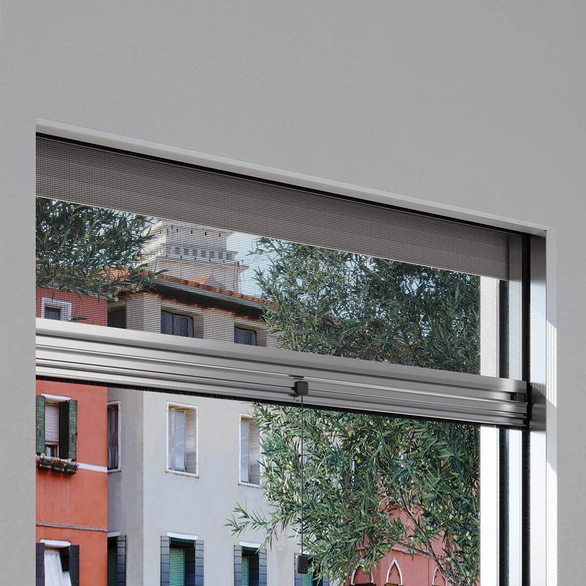 Spring-operated vertical Plus insect screen, Incasso 46T Plus, Roller shutter guides. Pronema